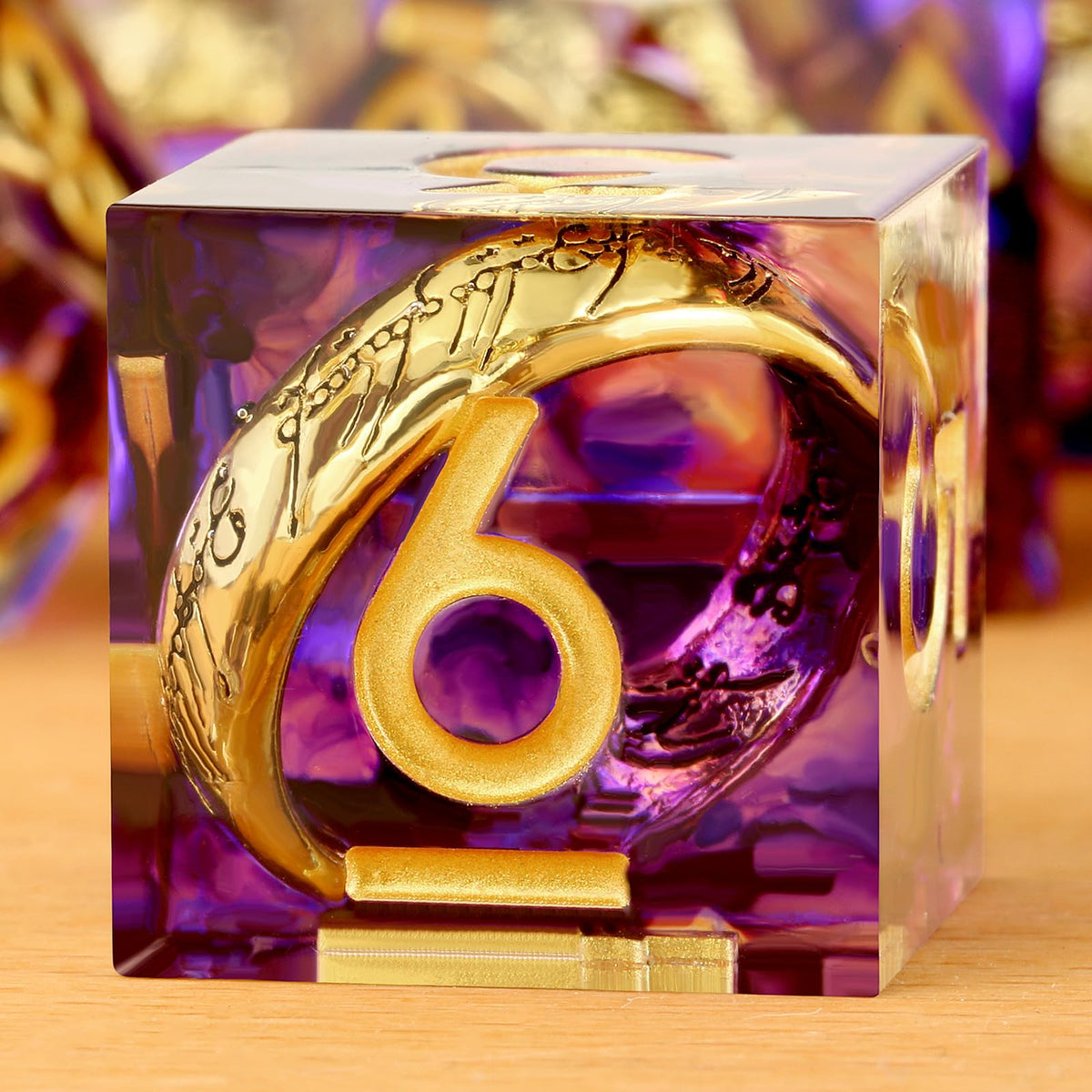 DNDND purple swirl sharp-edge dice set for precise RPG rolls