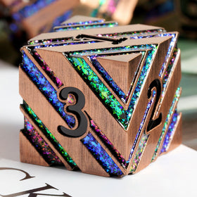 DNDND stripe metal dice set with colorful stripes for immersive tabletop play.