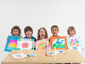Child-friendly craft with Do A Dot Art! markers promotes imagination and patterning.