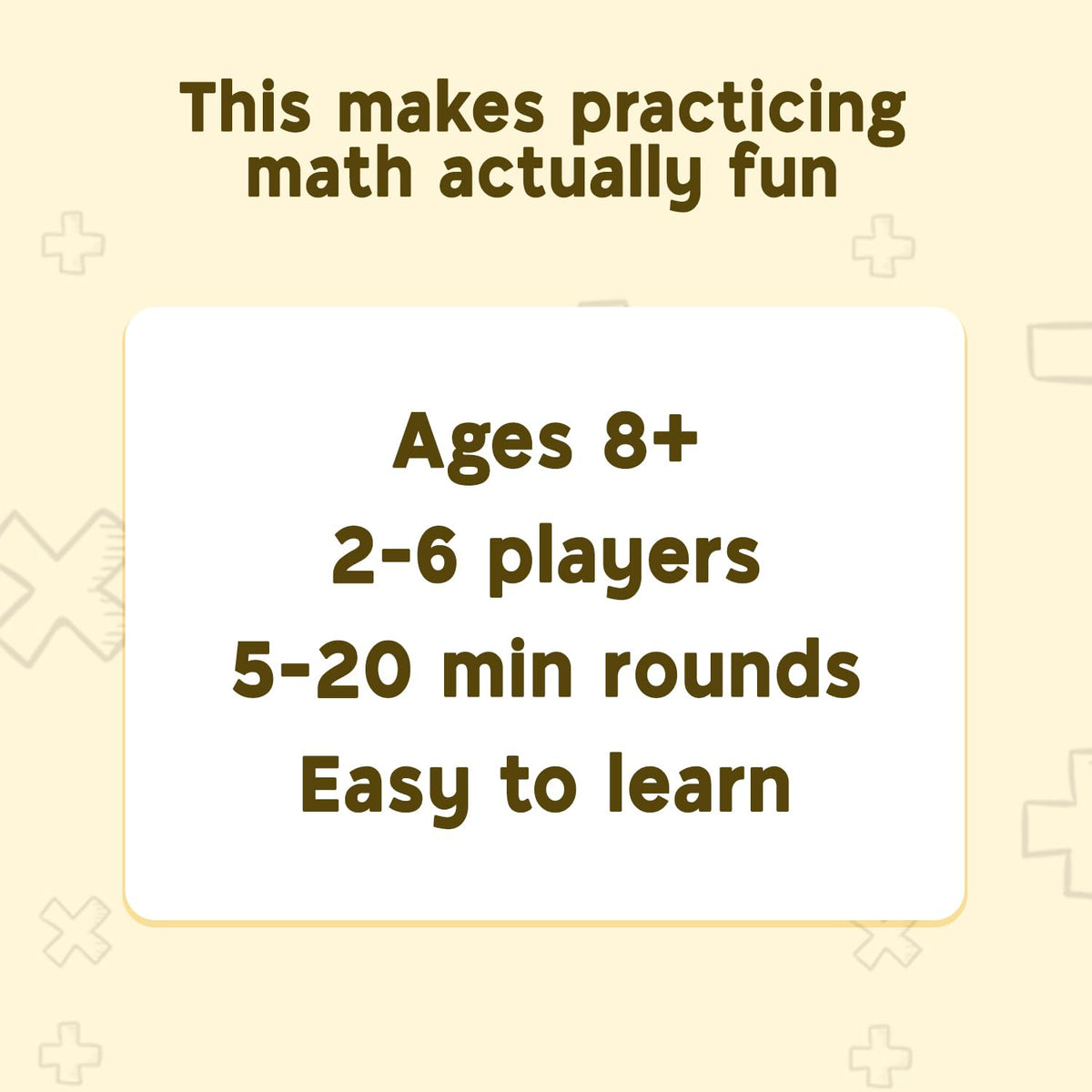Do You Even Know Math? eight plus players across ages enjoying fast rounds and mental agility.