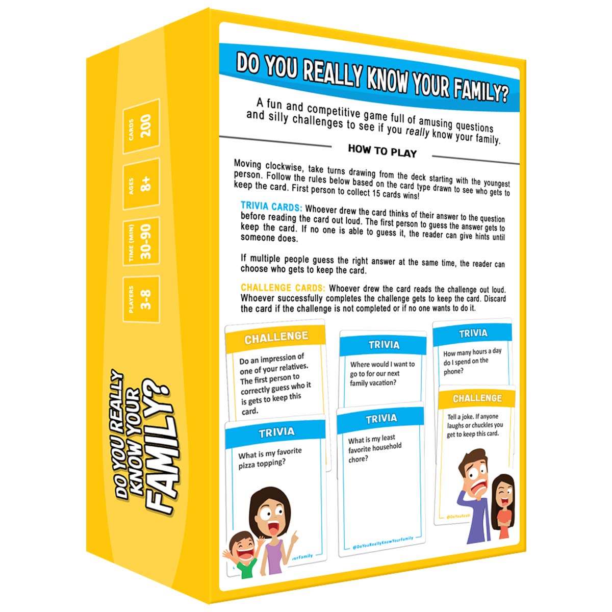 DO YOU REALLY KNOW YOUR FAMILY? box contents—quick setup and instant play