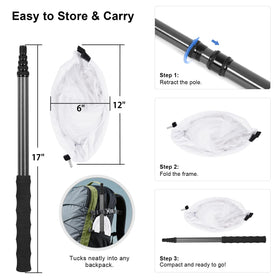 DOBEN butterfly net folds compactly for easy backpack storage on trips.