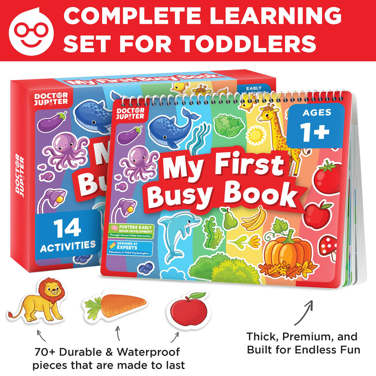 Doctor Jupiter Busy Book activities spread engages early learners on the go.
