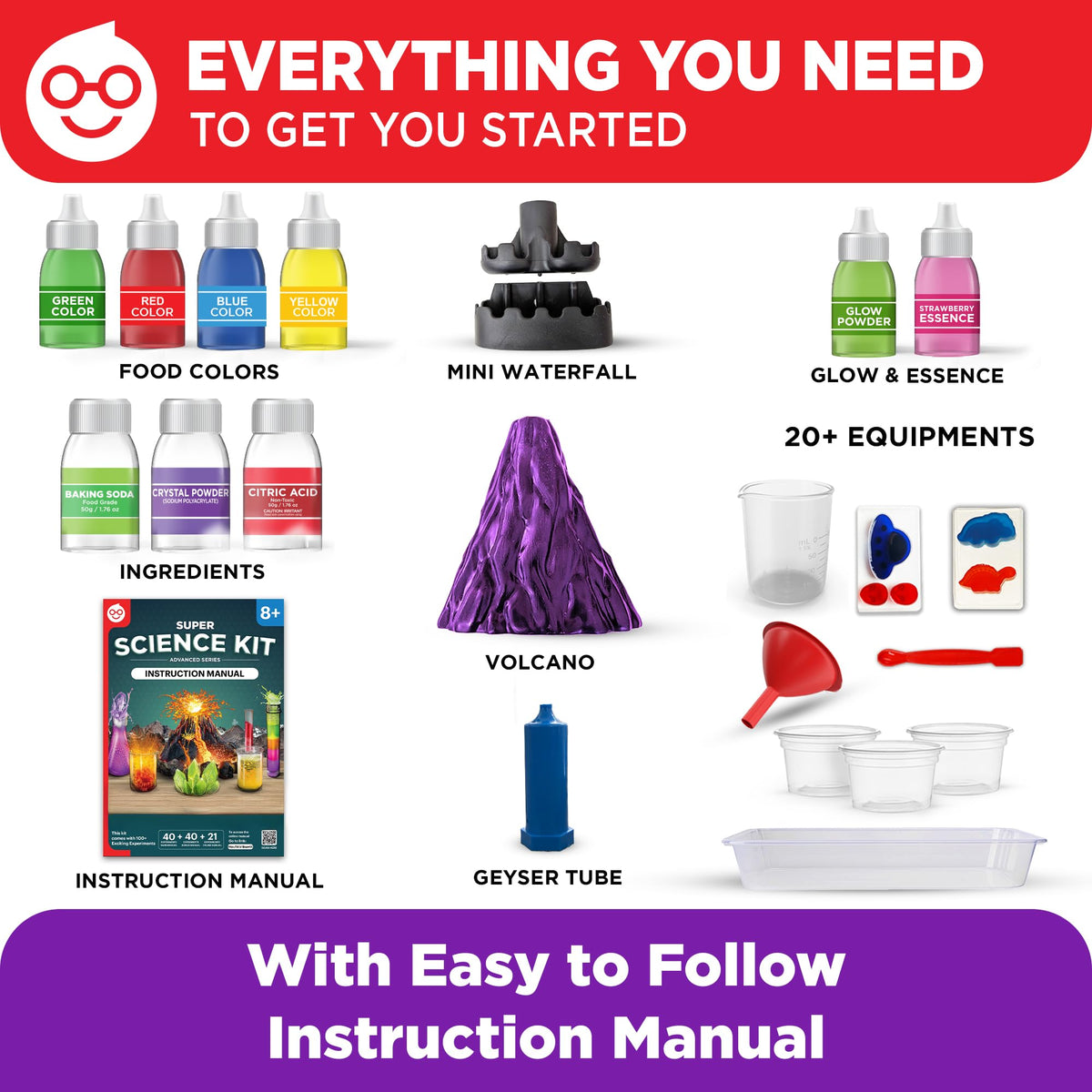 Doctor Jupiter Super Science Kit leak-proof bottles help keep materials organized.