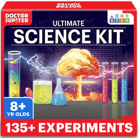 Doctor Jupiter Ultimate Science Kit packaging highlights complete contents for curious kids