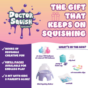 Doctor Squish Mini Squishy Maker confetti-filled balloons for festive tactile play.