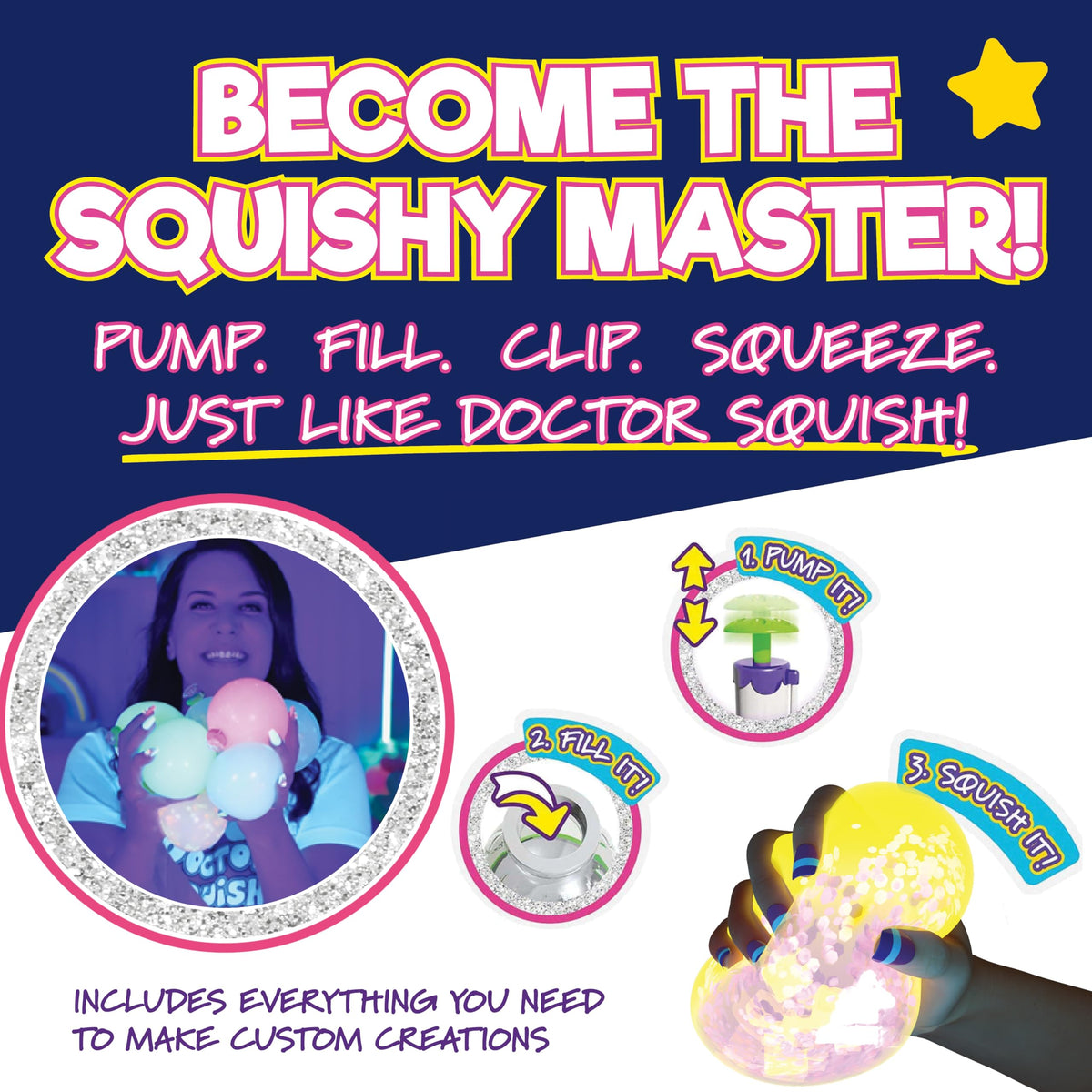 Doctor Squish Neon assembly shot of kids crafting glow squishies