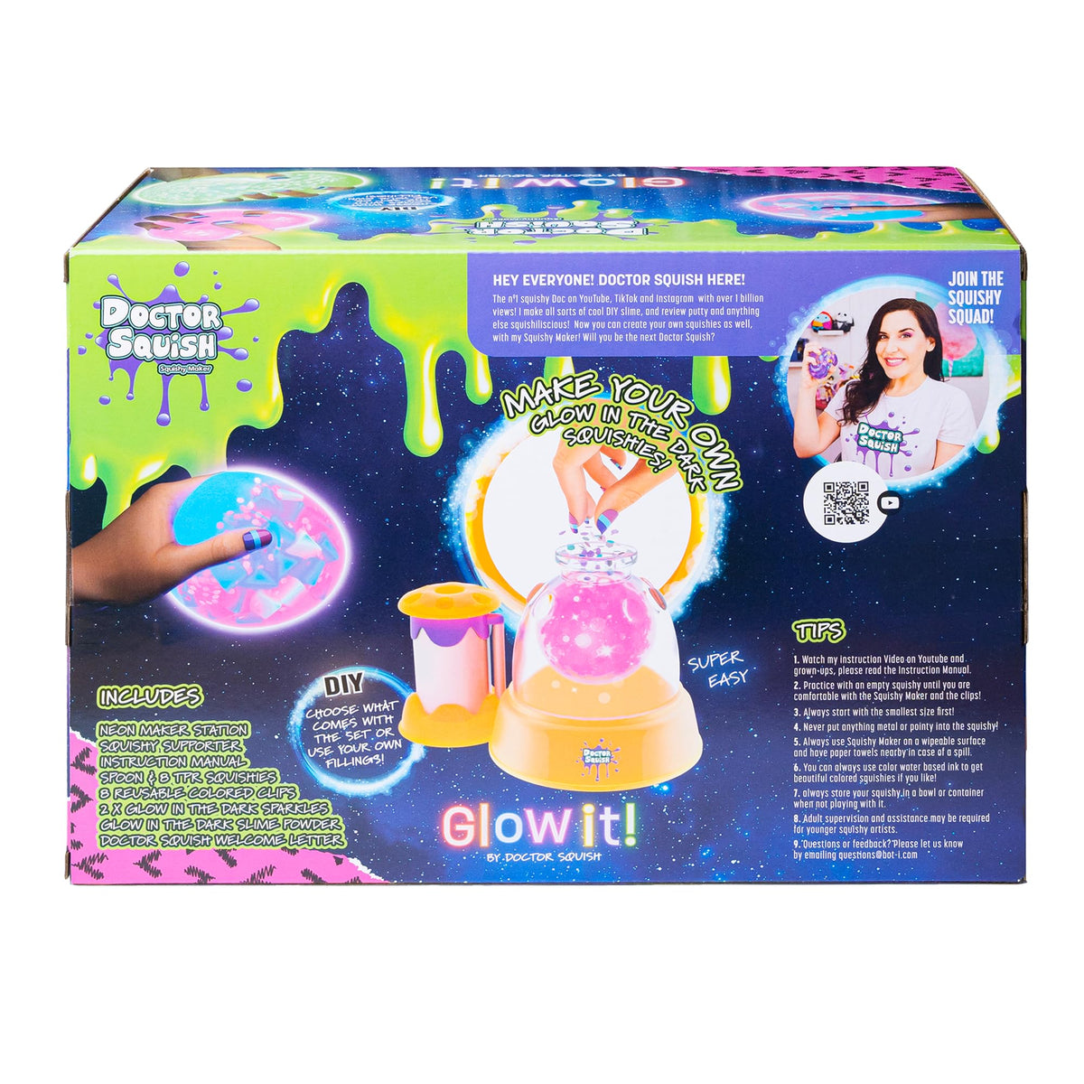 Doctor Squish Neon glowing squishies in the dark for nighttime fun