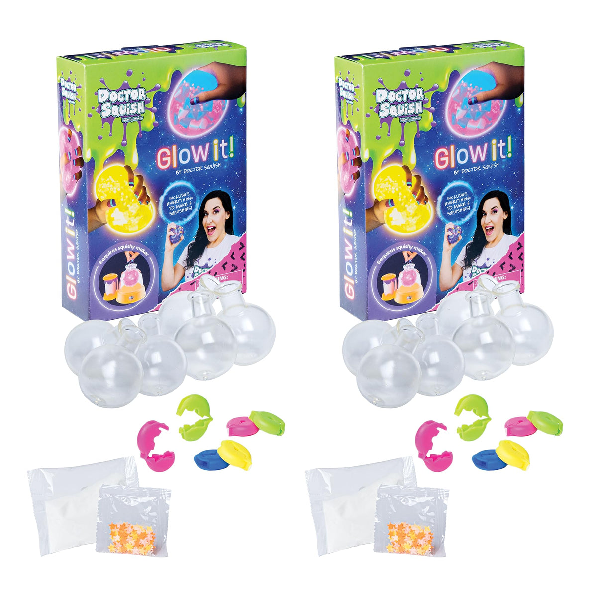 Doctor Squish Neon refill with six TPR balloons for glow squishies