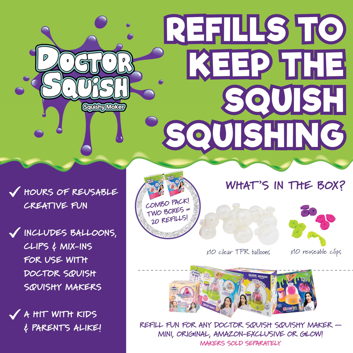 Doctor Squish reusable clips securing squishy closures for durability