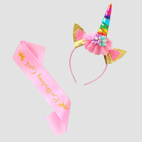 Doctor Unicorn satin sash for birthday celebration and photo moments.
