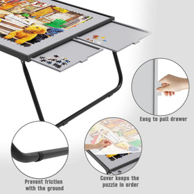 Doerpuz puzzle table with four drawers for organizing pieces and tools