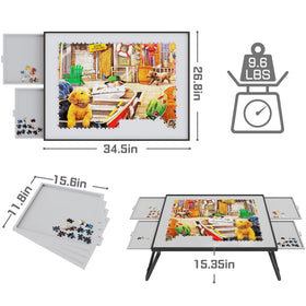 Doerpuz puzzle table made of metal and plastic for durable, lightweight use