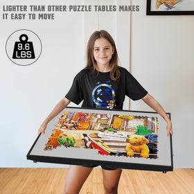 Doerpuz puzzle table in gray and black fits modern rooms and makes a versatile gift