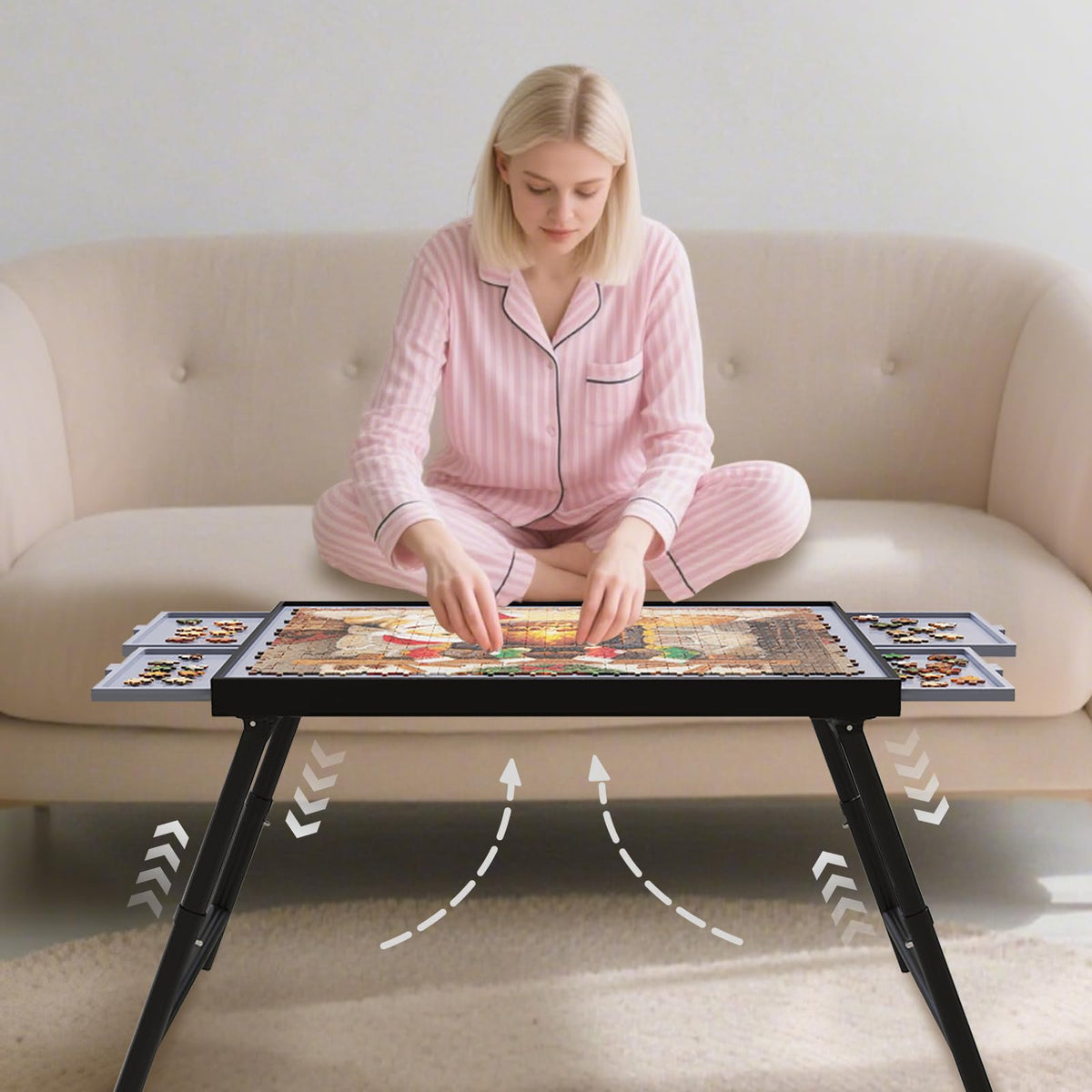 Doerpuz Puzzle Table folded-compact design for easy storage and portability