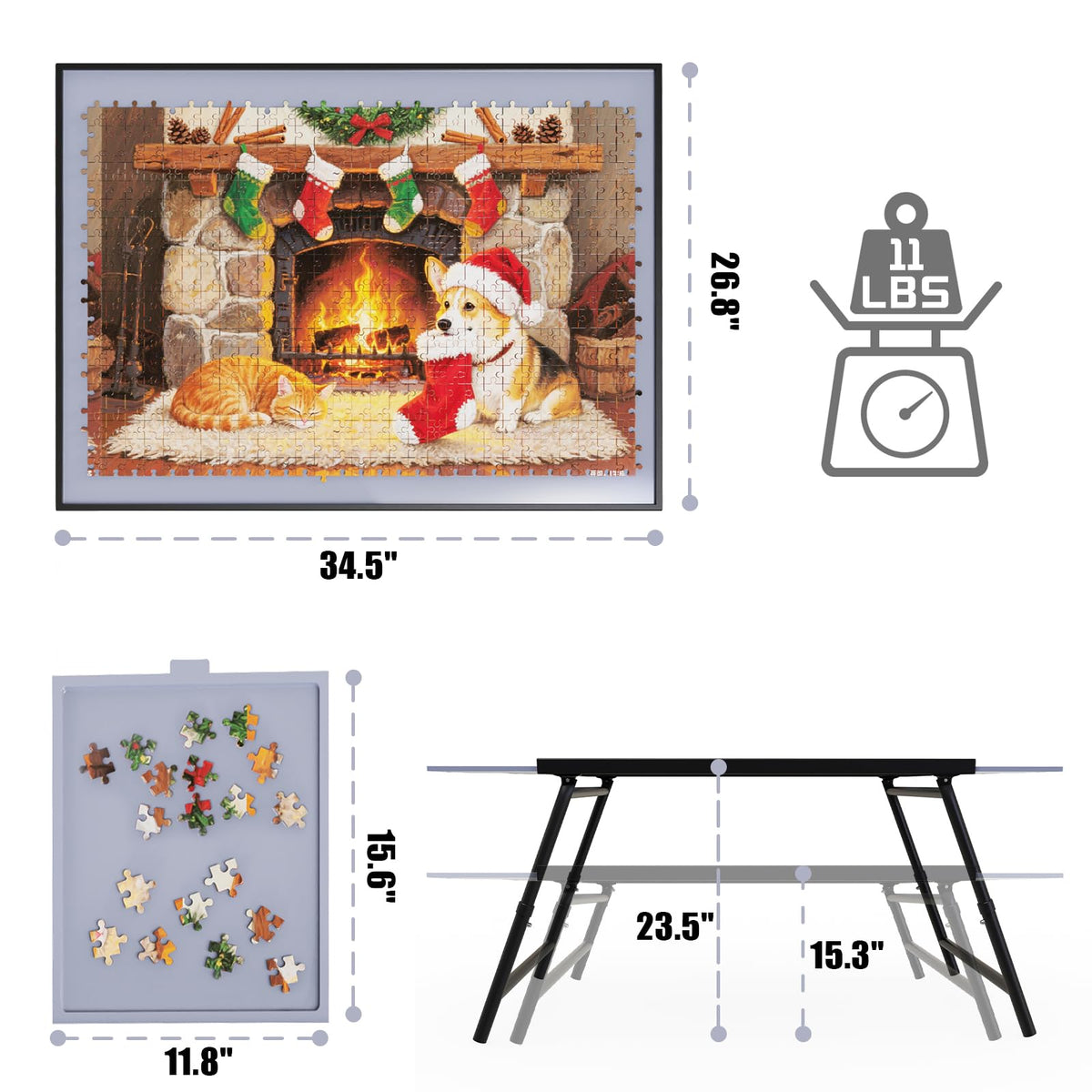 Doerpuz Puzzle Table four-drawers offer organized sorting on demand