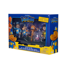 Dog Man Wave 3 pack figures arranged for display stand