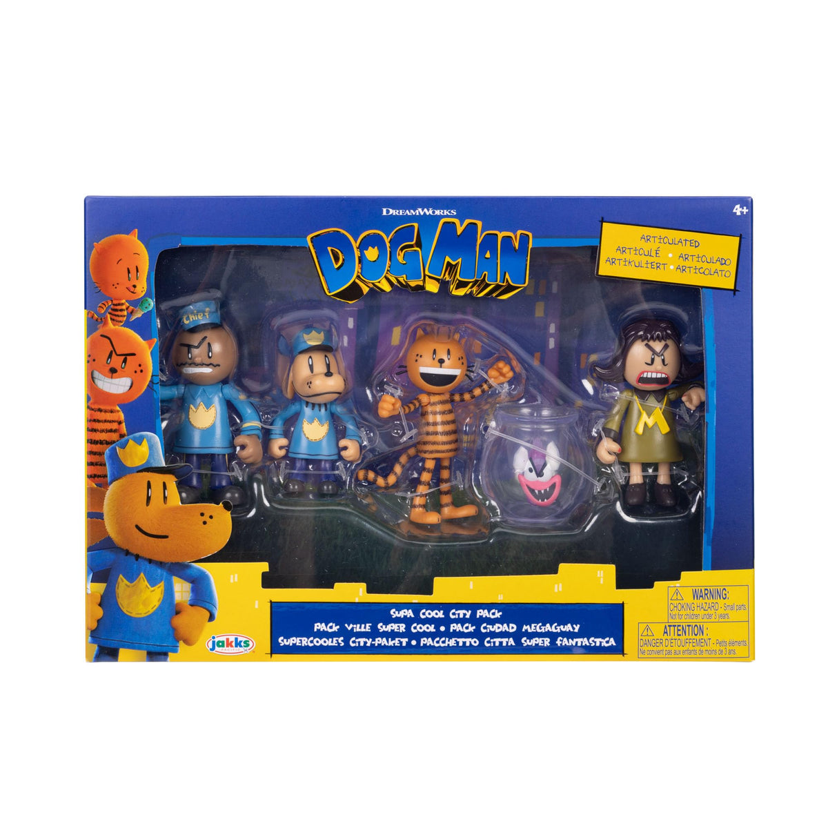 Dog Man figures in detailed action poses from Wave 3 pack