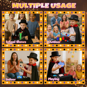 Kids practicing sleights with wand during family-friendly magic night.