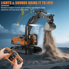 Dogern RC Excavator 680-degree rotation platform enables multi-angle excavating.