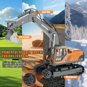 Dogern RC Excavator drill attachment simulates drilling in soft terrain.