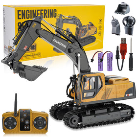 Dogern RC Excavator with bucket attachment for realistic digging play outdoors.