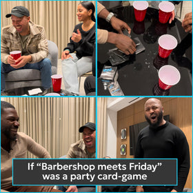 Doin' The Most Hood You Rather game night setup on a table with snacks.