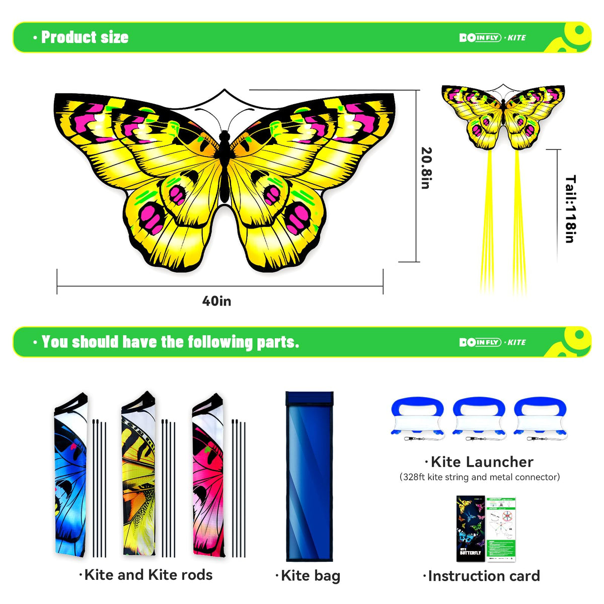 Doinfly butterfly kite storage bag, compact and portable