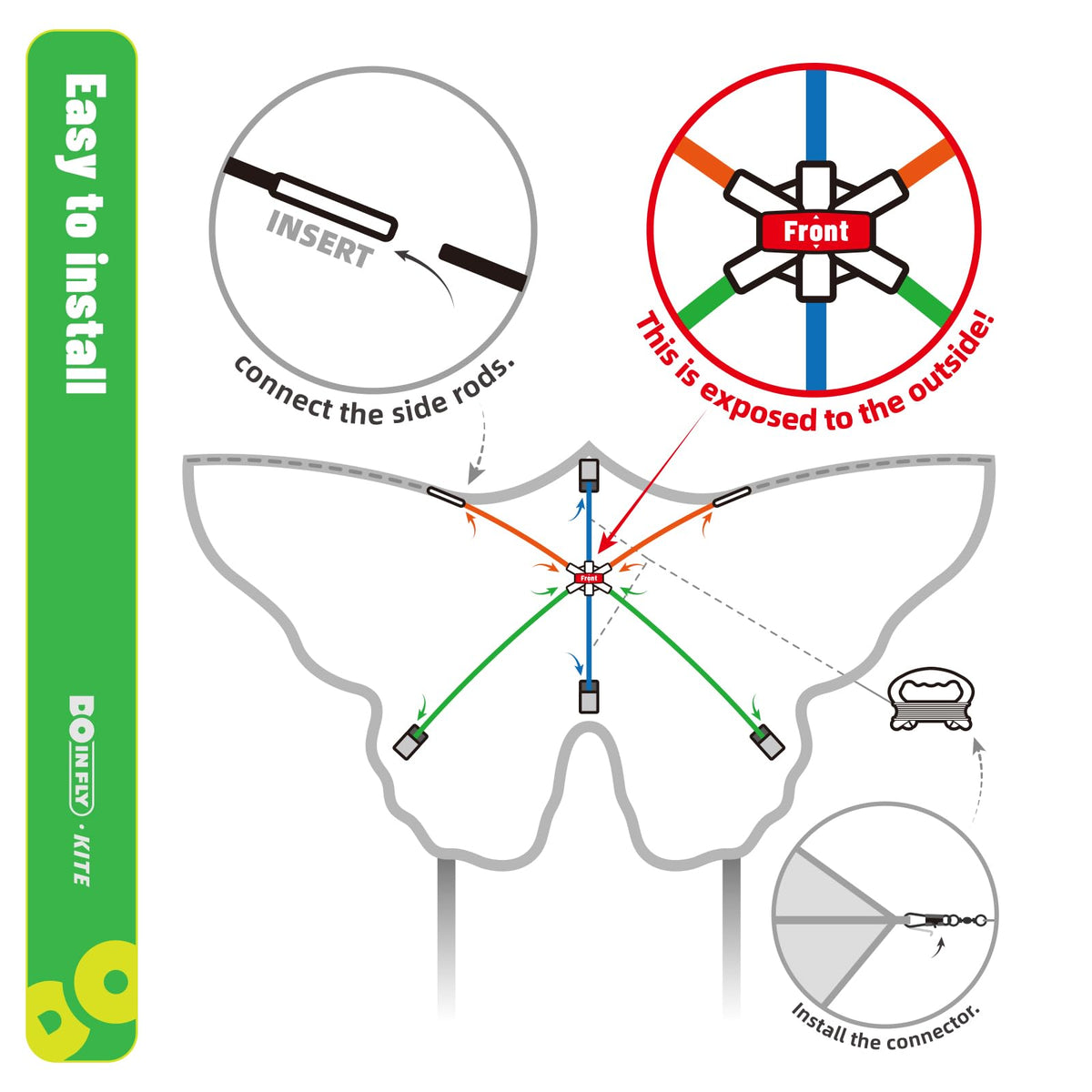 Doinfly butterfly kite two-piece set, vibrant colors and easy setup