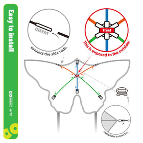 Doinfly butterfly kite two-piece set, vibrant colors and easy setup