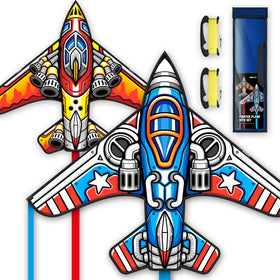 Doinfly fighter kite set ready to fly in a clear sky, easy for beginners