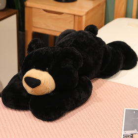 Doireum black bear plush toy used as decorative bedroom accent