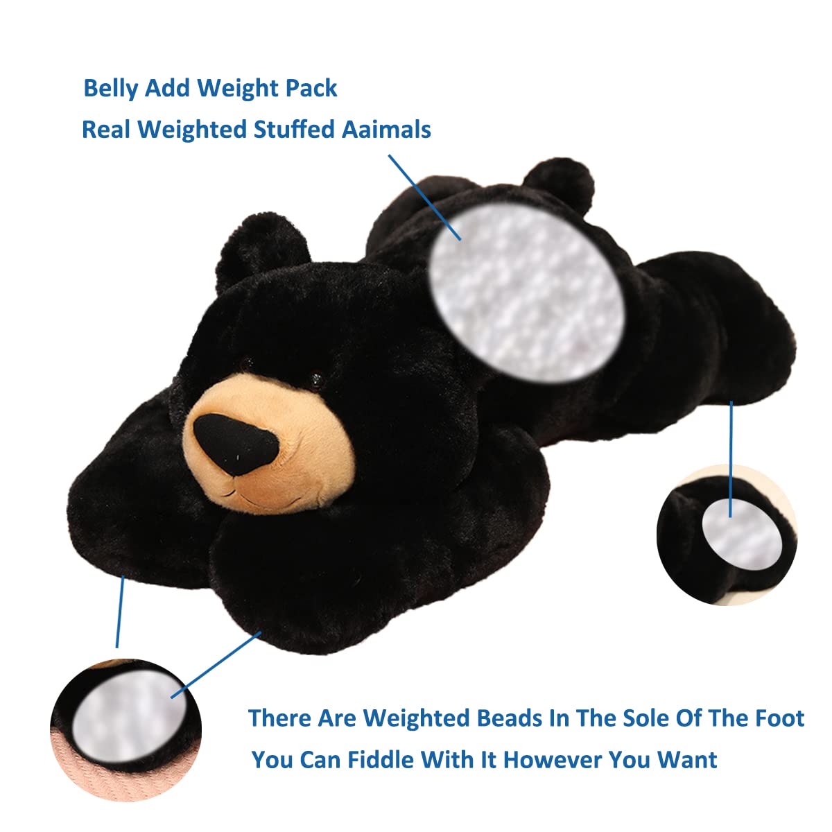 Doireum weighted bear side view ideal as a supportive cozy pillow
