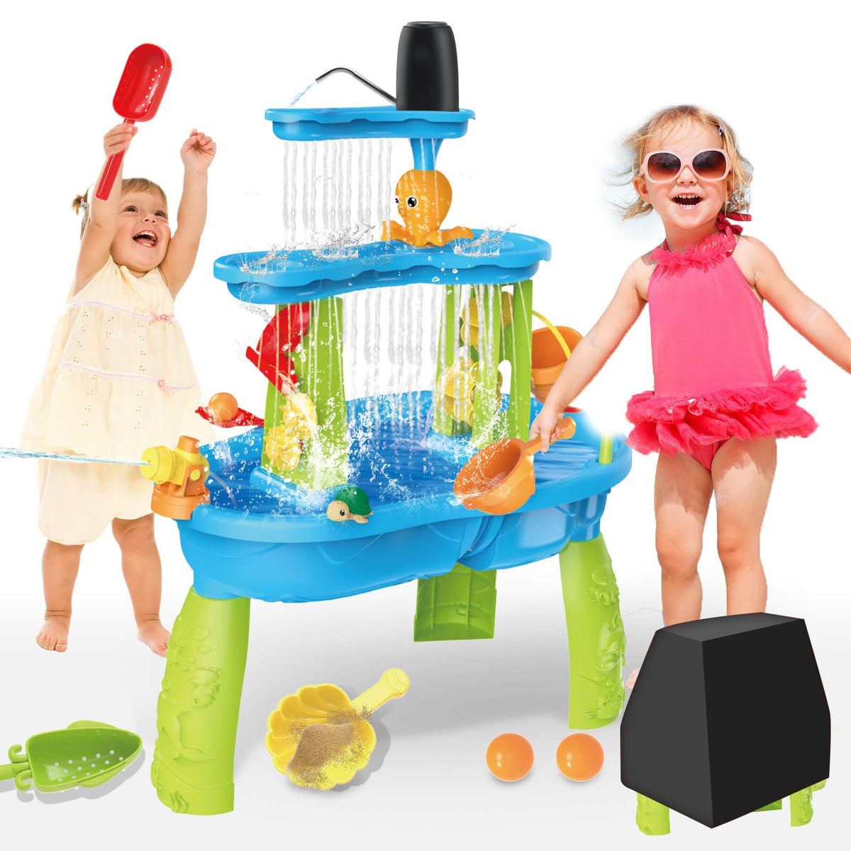 Dolanus 3-tier water table for toddlers with pump promotes shared play and learning.