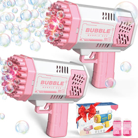 Dolanus bubble gun 2-pack pink emitting bright bubbles for outdoor play