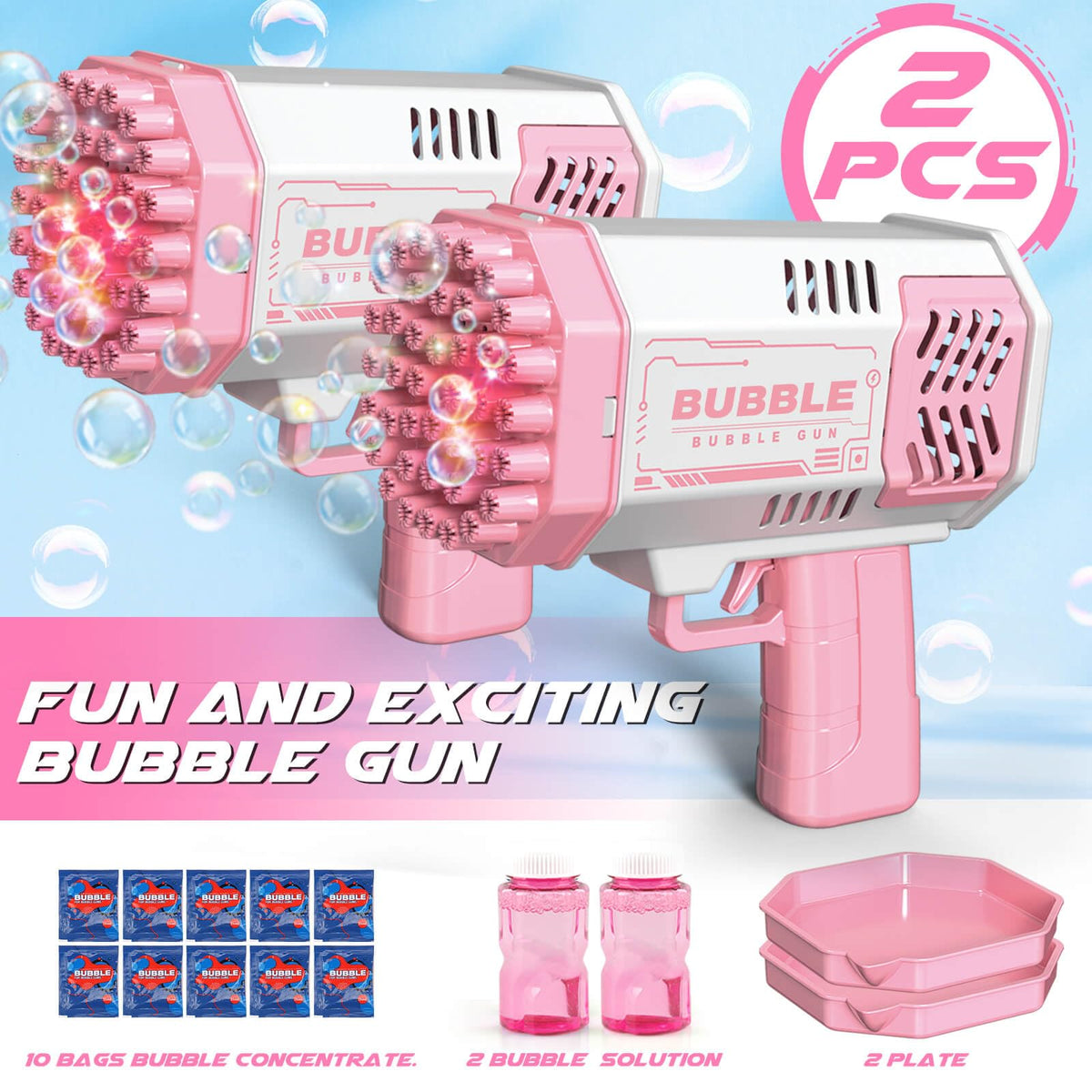 Dolanus bubble solution included for continuous bubble fun