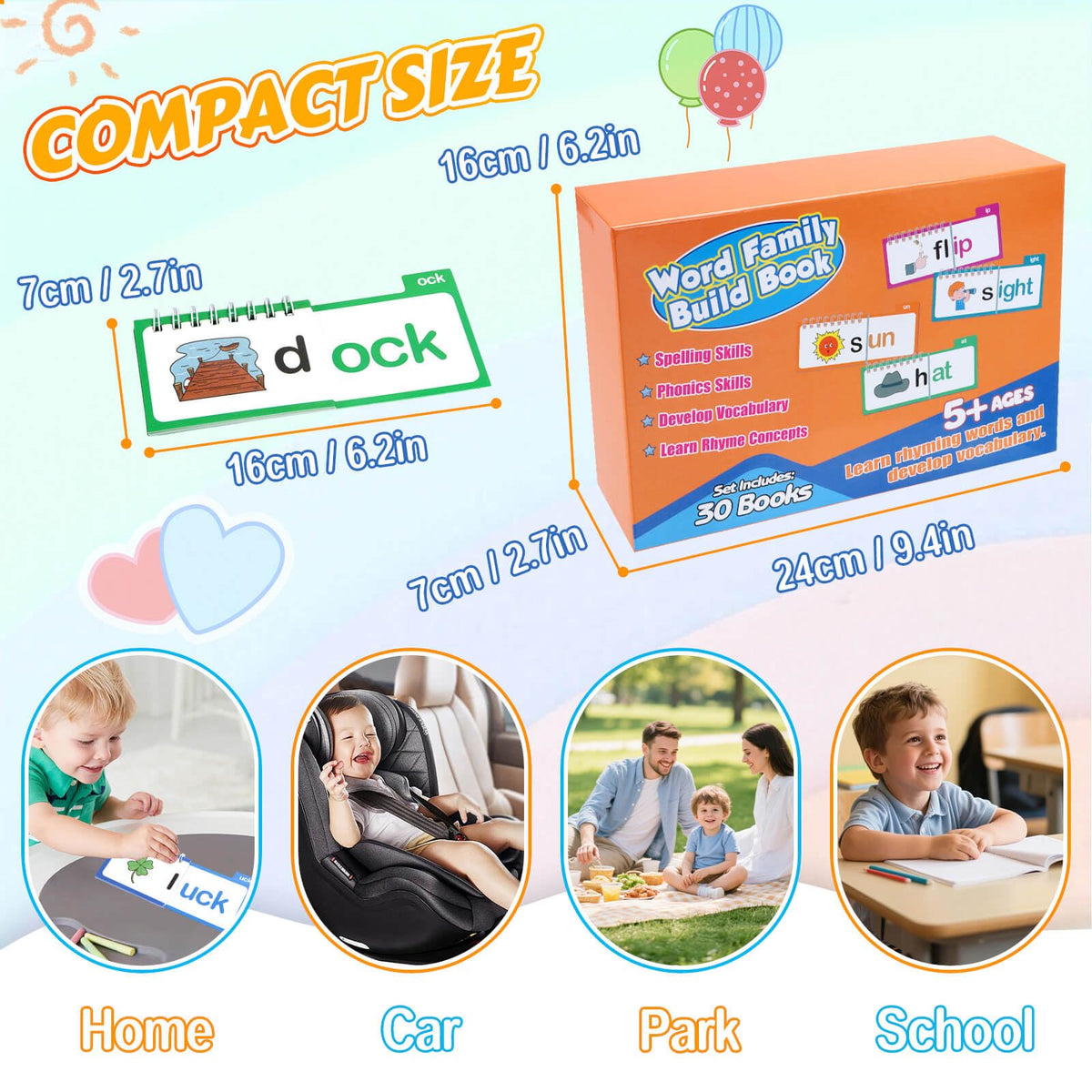 Dolanus compact size fits backpacks for learning at home, car trips, or park.