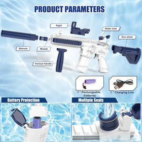 Dolanus electric water gun backyard party scene with family
