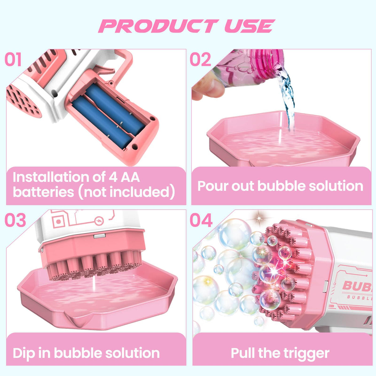Extra bubble solution bottle for extended playtime
