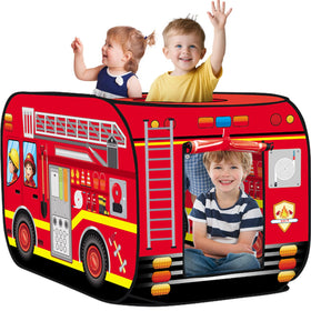 Dolanus Fire Truck Play Tent unfolded for quick setup and instant play