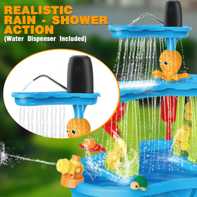 Dolanus rain shower effect provides immersive sensory feedback during water play.