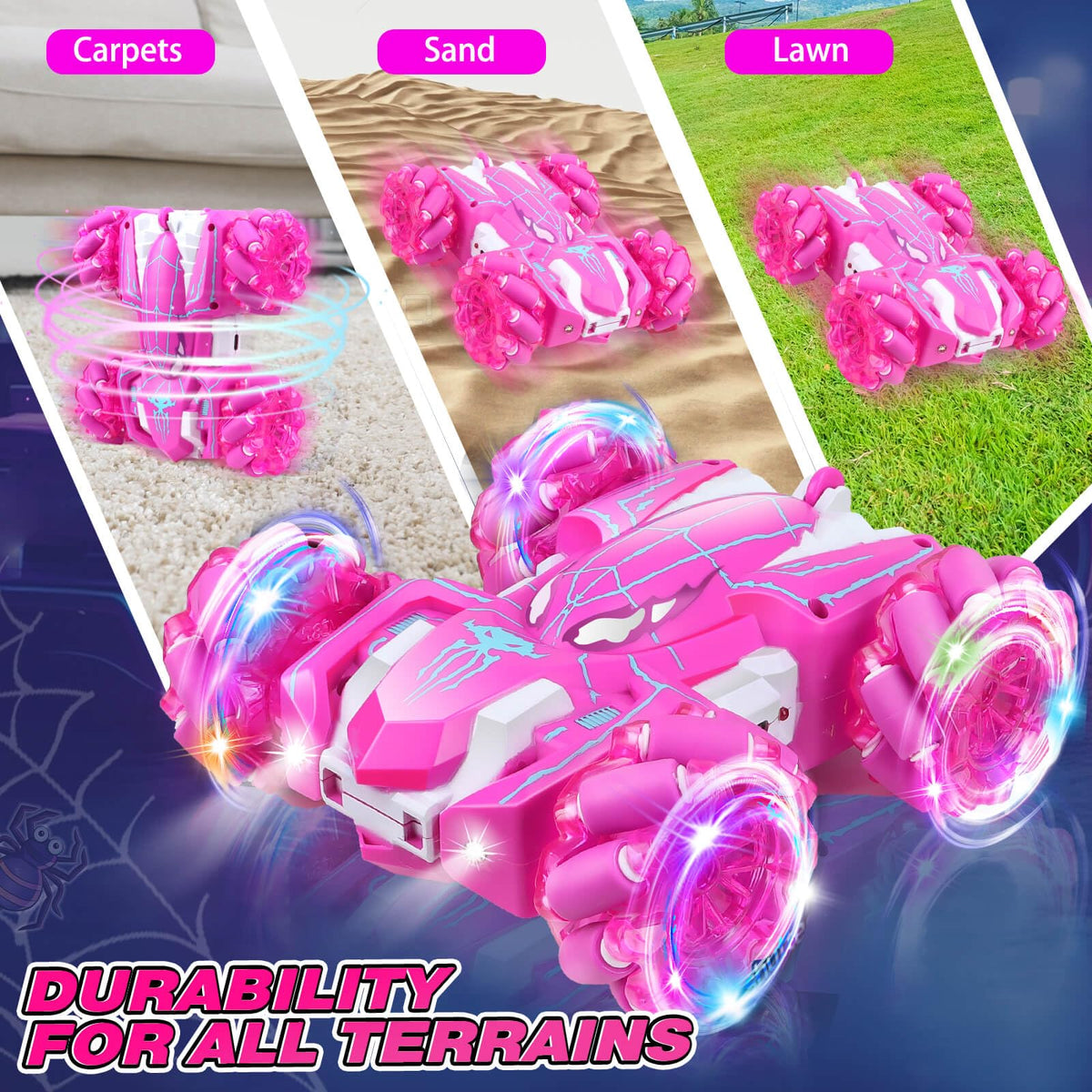 Dolanus Spider RC car sideways drift mode for dynamic maneuvers