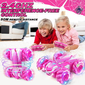 Dolanus Spider RC car stand-and-spin action on carpet
