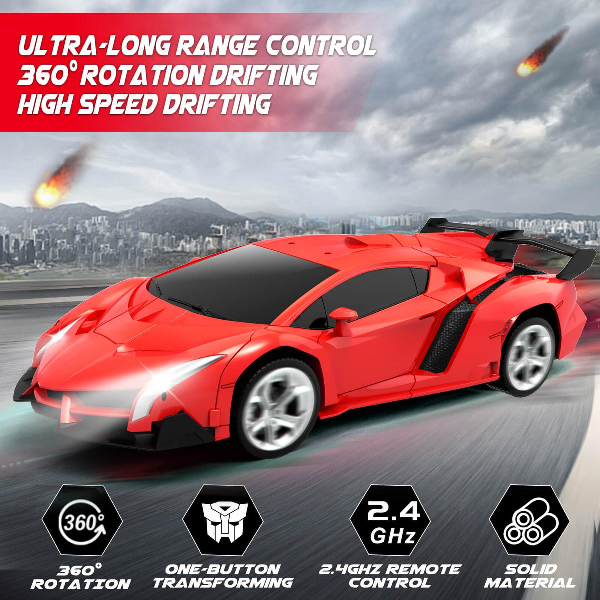 Dolanus transforming RC car in robot transformation mode for imaginative play