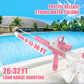 Dolanus water gun long range reaches 32 feet for distant targets.