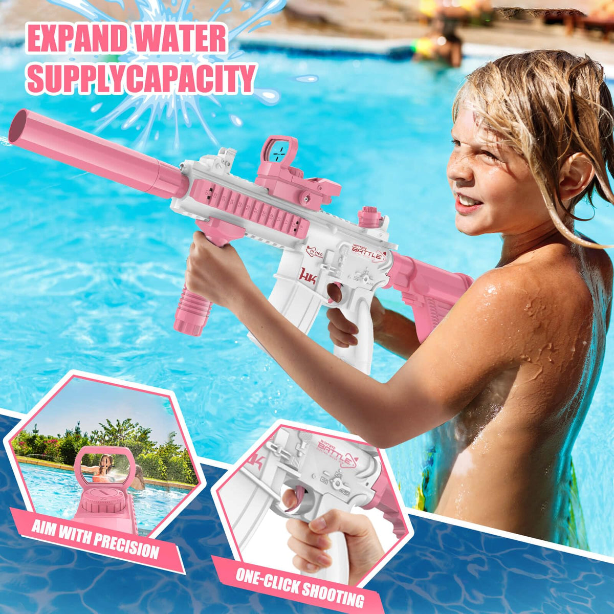 Dolanus universal inlet design enables easy water refills mid battle.