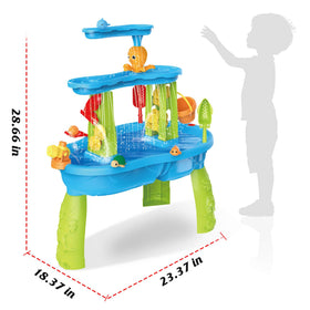 Dolanus dust-proof cloth helps keep outdoor play clean around the water table.