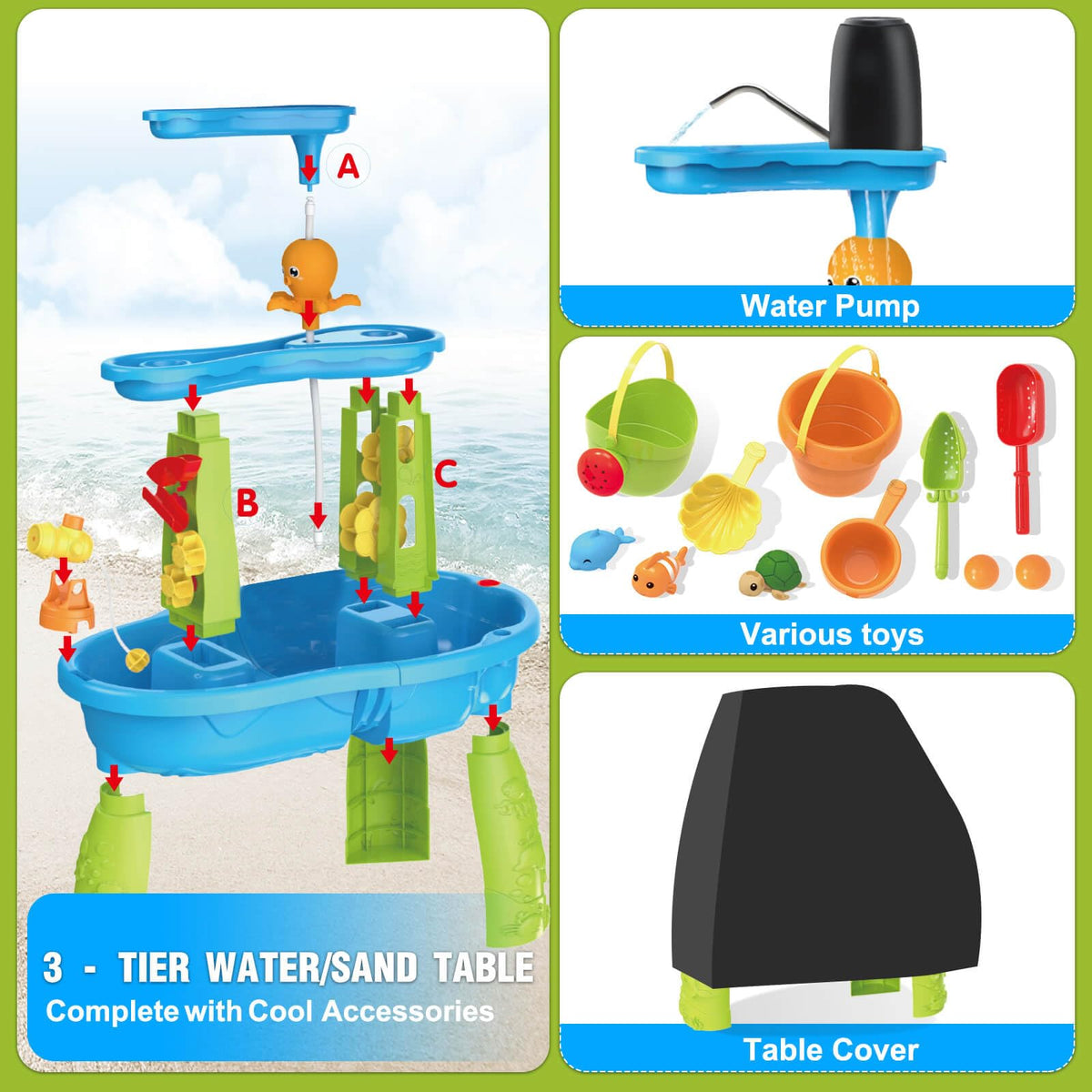 Dolanus rechargeable water suction device keeps water flowing during playtime.