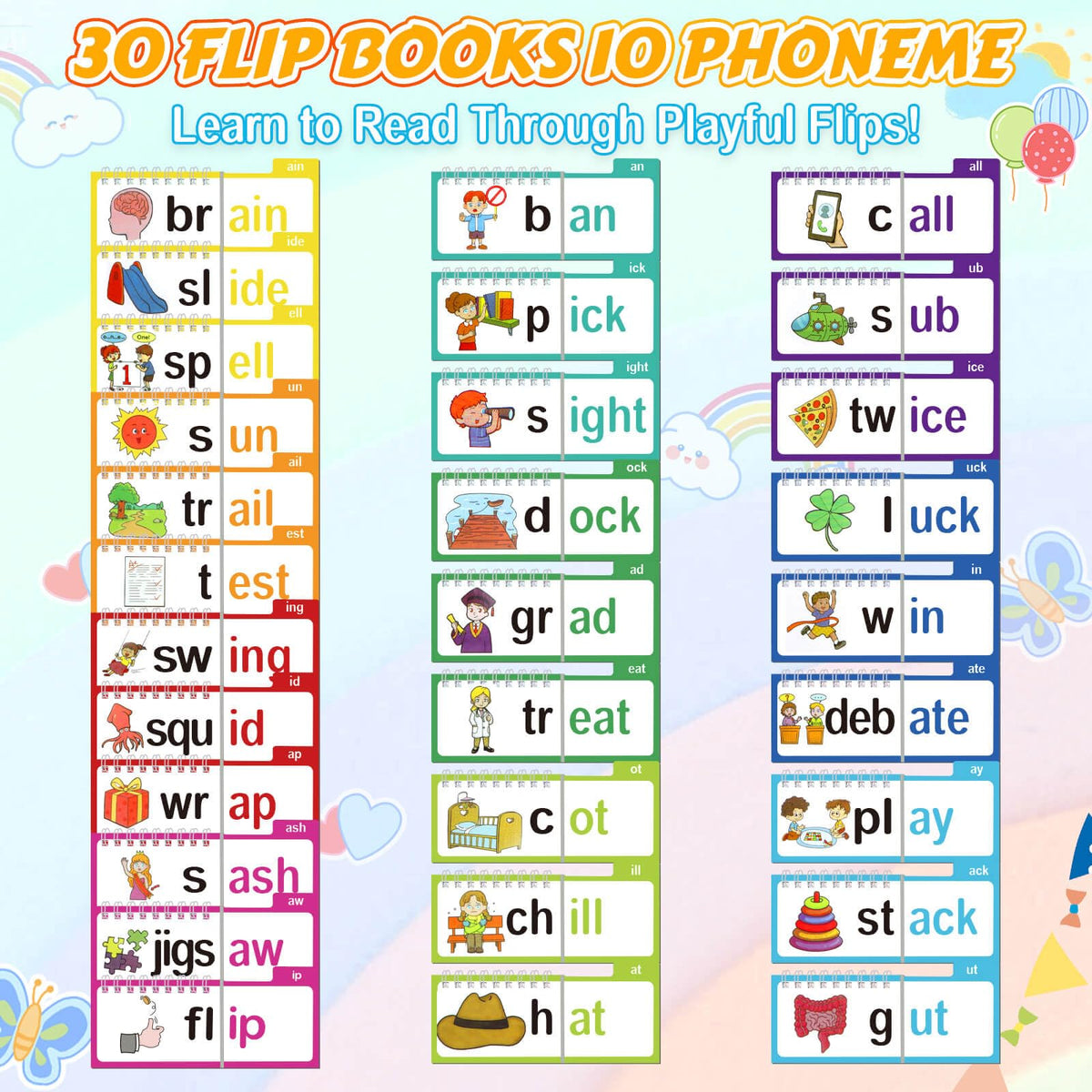 Dolanus word-family ABC flip book inside with changing prefixes supports playful word discovery.