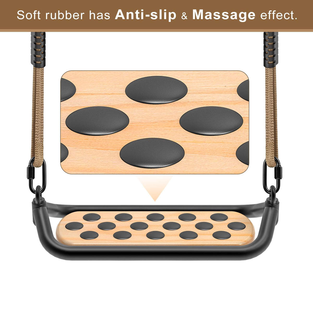 Dolibest anti-slip black rubber seat provides grip during swinging
